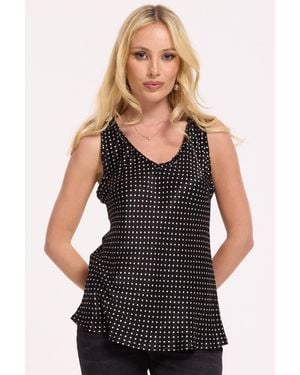 Liquorish Polka Dot Sleeveless Top - Black