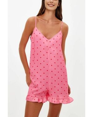 WOVCOR Ruffle Hem Strappy Playsuit - Pink