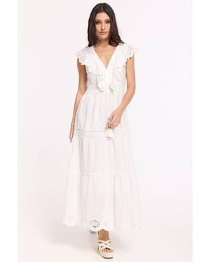 Liquorish Broderie Frill Maxi Dress - Pink