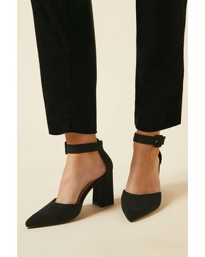 Dorothy Perkins Wide Fit Echo Buckle Detail Ankle Strap Pointed Court Shoes - Black