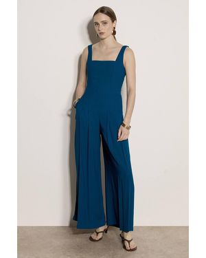 Apricot Crepe Wide-Leg Jumpsuit - Blue