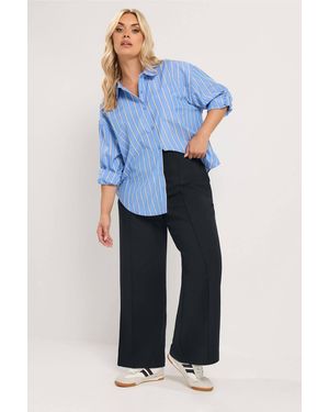 Yours Pleat Front Trousers - Blue