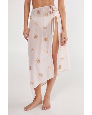 Nasty Gal Shell And Starfish Tie Side Maxi Beach Skirt - Pink