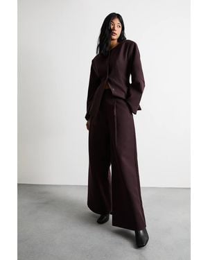 Warehouse The Premium Wide Leg Tailored Trousers - Black