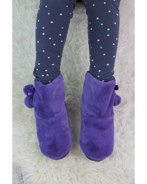 AJVANI Fluffy Faux Fur Ankle Boots Slippers - Blue