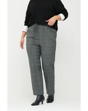 Yours Checked Tapered Trousers - Black