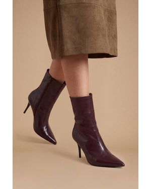 Dorothy Perkins Faith: Yasmin Faux Leather High Stiletto Ankle Boots - Brown