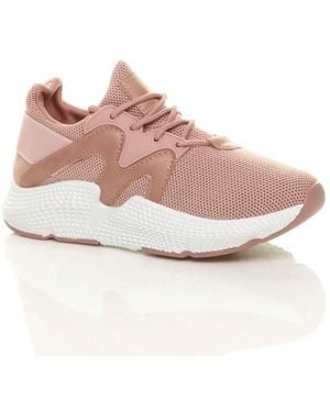 AJVANI Low Heel Lace Up Retro Chunky Trainers - Pink