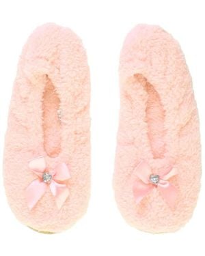 AJVANI Grip Sole Footsie Sock Slippers - Pink