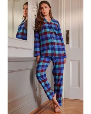 British Boxers "Lerwick Check" Brushed Cotton Pyjama Set - Blue