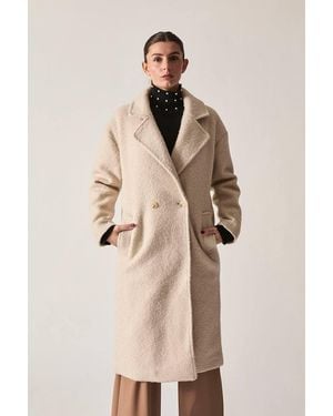 James Lakeland Double-Breasted Long Coat - Natural