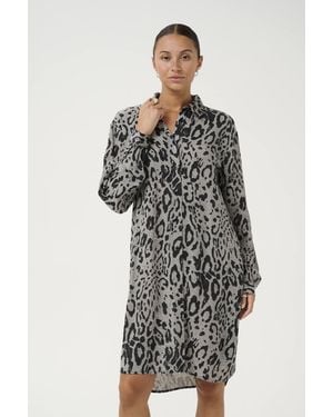 Kaffe Milia Mid-Thigh Length Shirt Dress - Grey