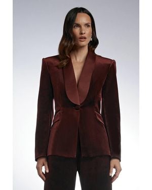 Coast Velvet Blazer With Satin Lapel - Brown
