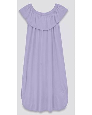 Enorsia Shoulder Ruffle Jersey Nightdress - Purple