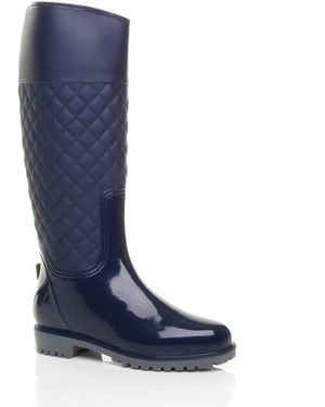 AJVANI Low Block Heel Festival Camping Wellies - Blue
