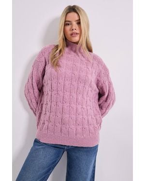 Dorothy Perkins Cable Roll Neck Jumper - Pink