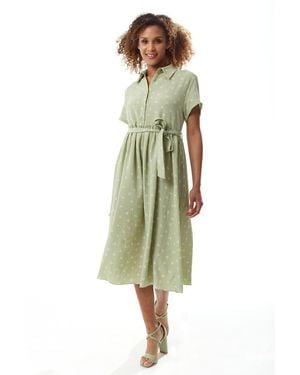 Liquorish Sage Cherry Print Midi Dress - Green