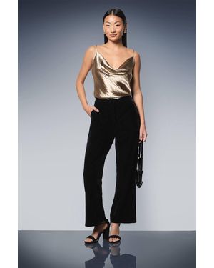 Dorothy Perkins Petite Velvet Straight Leg Trouser - Blue
