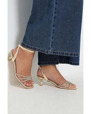 Yours Strappy Glitter Kitten Heels - Blue