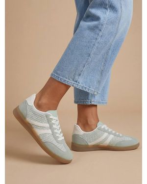 Dorothy Perkins Jackie Faux Suede Striped Lace Up Trainers - Blue