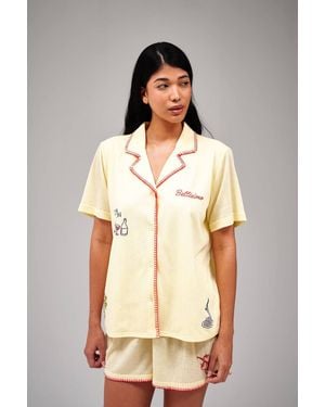Loungeable Belissmo Short Sleeve & Short Pyjama Set - Natural