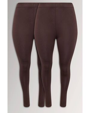 Yours 2 Pack Basic Leggings - Brown