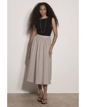 Apricot Cotton Midi Skirt - Brown