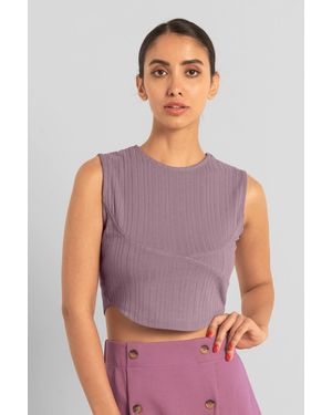 Enorsia Ribbed Sleeveless Vest - Purple