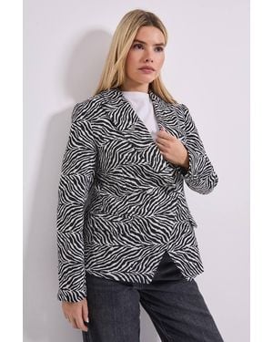 Dorothy Perkins Printed Double Breasted Blazer - Grey