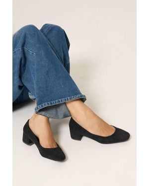 Long Tall Sally Block Heel Ballerina Court Shoes - Blue