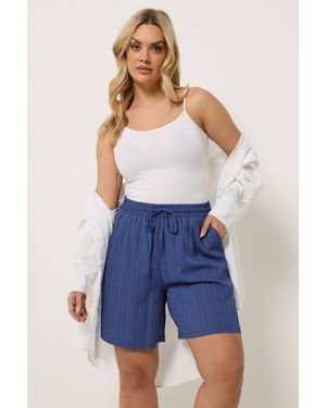 Yours Textured Woven Shorts - Blue