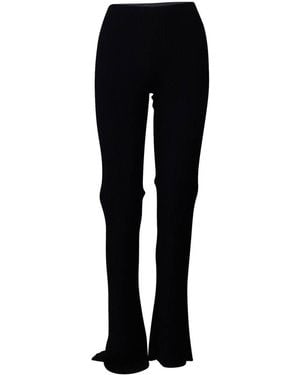 Dion Lee Preloved Slim Fit Semi Bell Bottom Striped Leggings - Black
