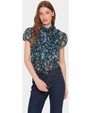 Saint Tropez Liljasz Short Sleeve Ruffle Shirt - Blue
