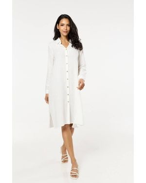 Liquorish Linen Blend Midi Dress - White