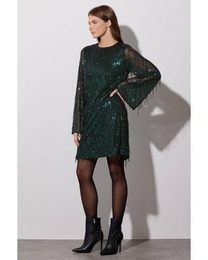 Star by Julien MacDonald Sequin Tassel Dress - Green
