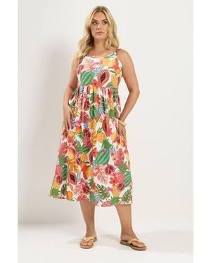 Yours Fruit Print Smock Dress - Multicolour