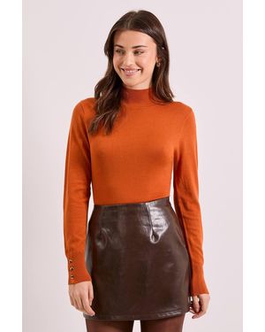 Dorothy Perkins Funnel Neck Button Cuff Longline Jumper - Orange