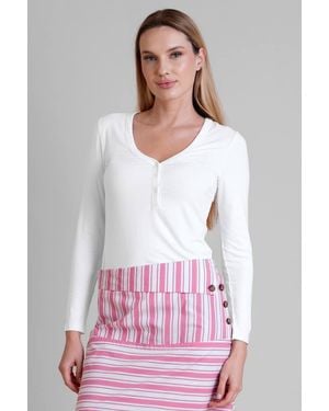 Enorsia Essential Viscose Long Sleeve Henley T-Shirt - White