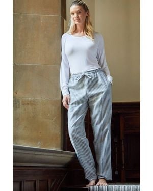 British Boxers "Chalk" Stripe Brushed Cotton Pyjama Trousers - Grey