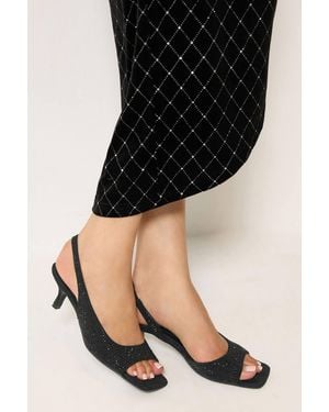 Long Tall Sally Asymmetric Slingback Kitten Heels - Black