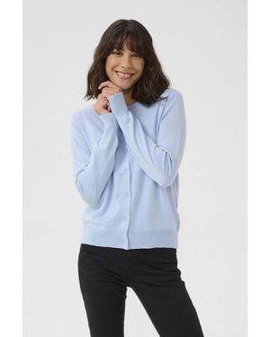 Kaffe Kalizza Buttons Round Neck Cardigan - Blue