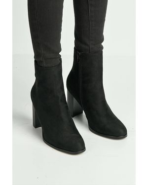 Miss Diva Alathea Round Toe Block Heel Ankle Boots - Black