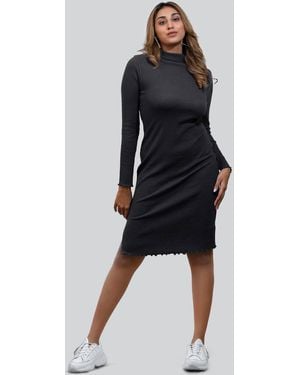 Enorsia Long Sleeve Crepe Jersey Mini Dress - Black