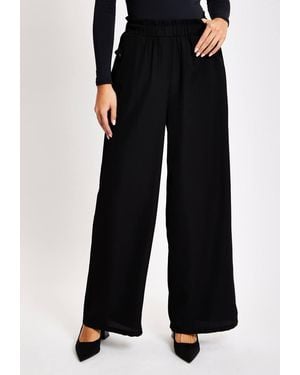 Liquorish Wide Leg Trousers - Black