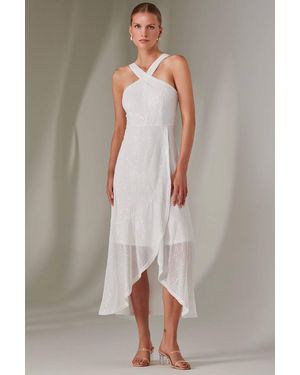 Jolie Moi Cross Neck Frill Hem Maxi Dress - White