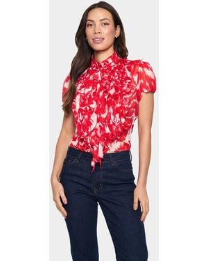 Saint Tropez Liljasz Short Sleeve Ruffle Shirt - Red