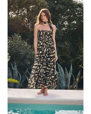 Star by Julien MacDonald Leopard Print Halter Neck Maxi Dress - Grey