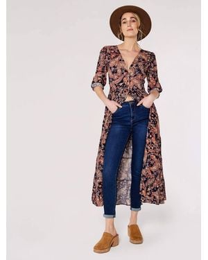 Apricot Paisley Tiered Midi Dress - Blue