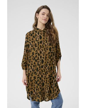 Kaffe Jessi Oversized Fit 3/4 Sleeve Shirt - Natural