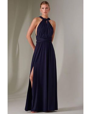 Jolie Moi Halter Neck Maxi Bridesmaid Dress - Blue